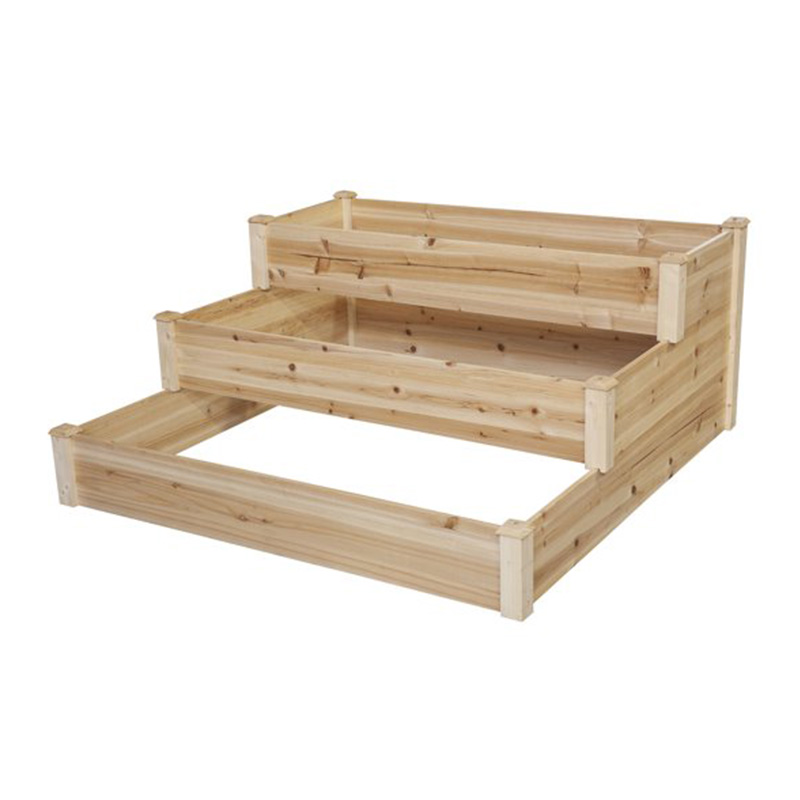 Kit de jardinière surélevée en bois de sapin à 3 niveaux pour plantes, herbes, légumes, jardinage extérieur Design à plusieurs niveaux 49' x 49' x 22'