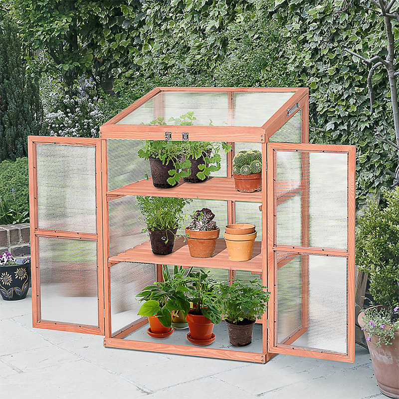 Jardinière rectangulaire à effet de serre avec panneaux en polycarbonate pour garder les plantes au chaud