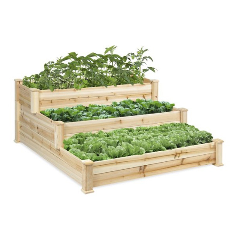 Kit de jardinière surélevée en bois de sapin à 3 niveaux pour plantes, herbes, légumes, jardinage extérieur Design à plusieurs niveaux 49' x 49' x 22'
