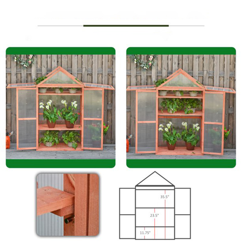 Serre à cadre froid en bois de 32 po x 19 po x 54 po pour plantes PC Board Orange