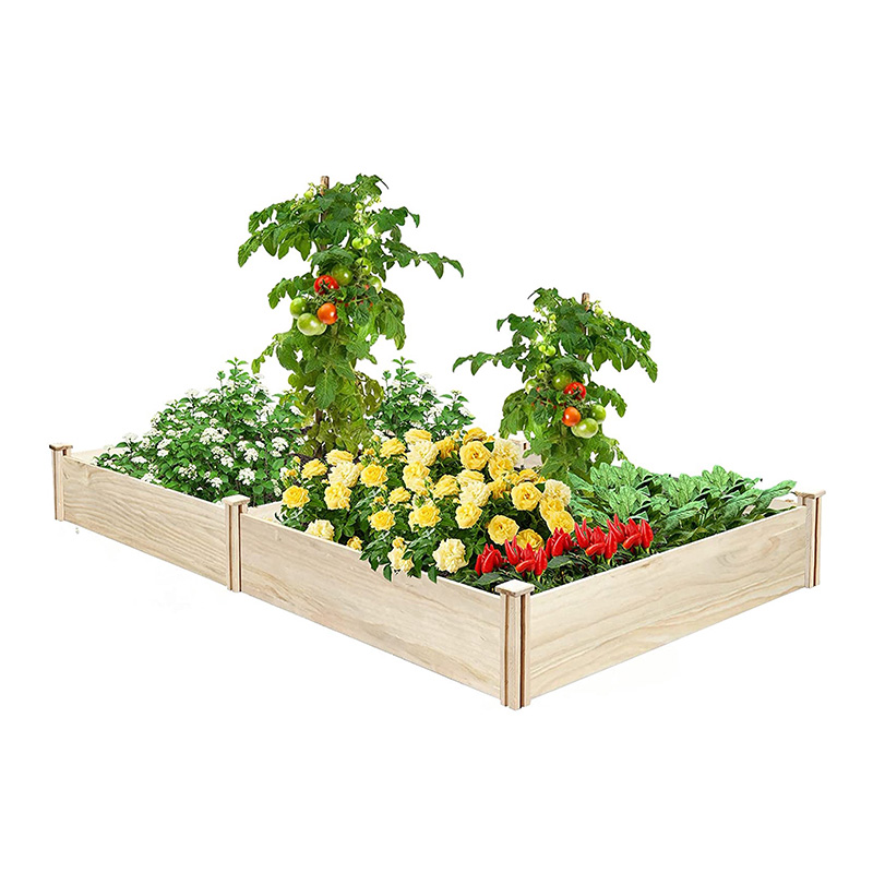 Lit de jardin surélevé 8×4×1FT Lit de jardin en bois Jardinière surélevée Jardin extérieur Kit de lit surélevé pour légumes, fleurs, herbes, jardin, terrasse, en bois naturel