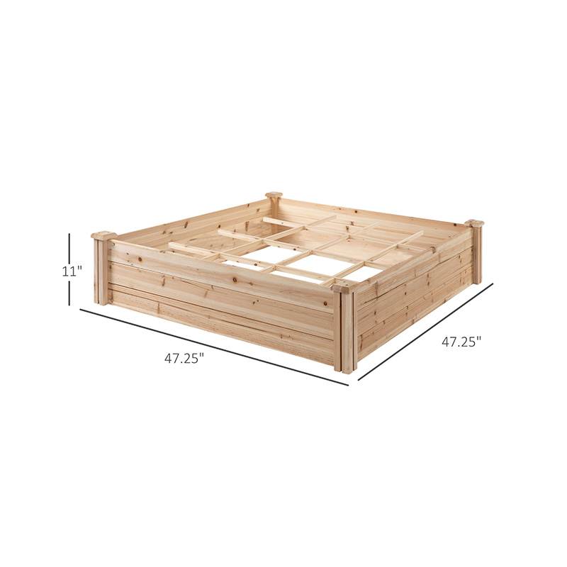 Boîte de lit de jardin surélevée de 3,9 pi x 3,9 pi avec grille de croissance segmentée, matériau en bois pour plantes et herbes de jardin