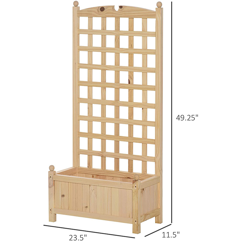 Lit de jardin surélevé de 23,5 po x 11,5 po x 49,25 po avec dossier en treillis et conception et matériaux en bois solides