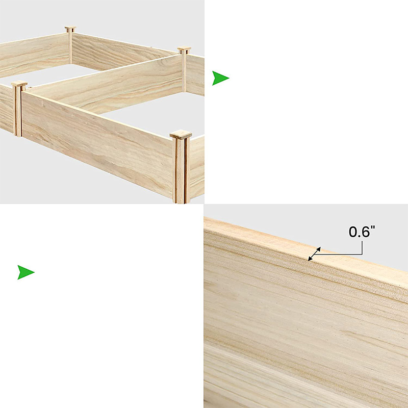 Lit de jardin surélevé 8×4×1FT Lit de jardin en bois Jardinière surélevée Jardin extérieur Kit de lit surélevé pour légumes, fleurs, herbes, jardin, terrasse, en bois naturel