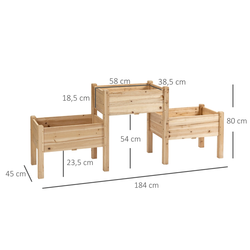 Boîte de jardinière autoportante à 3 niveaux pour lit de jardin surélevé pour légumes, herbes et fleurs