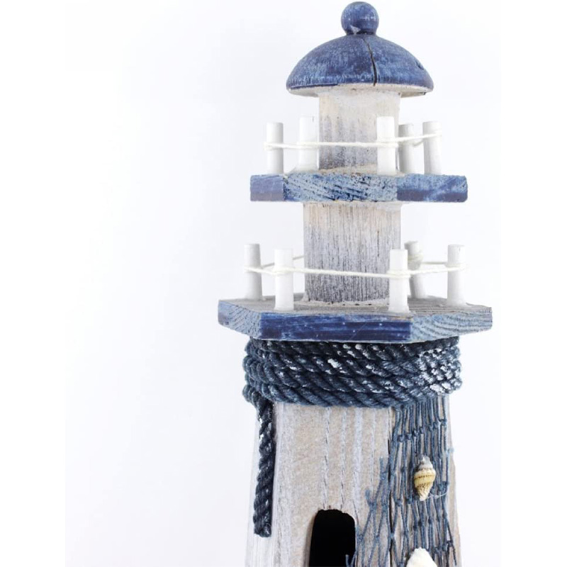 Phare en bois de bateau à voile 10,6' de haut, chambres à thème nautique, phare, avec une décoration d'intérieur