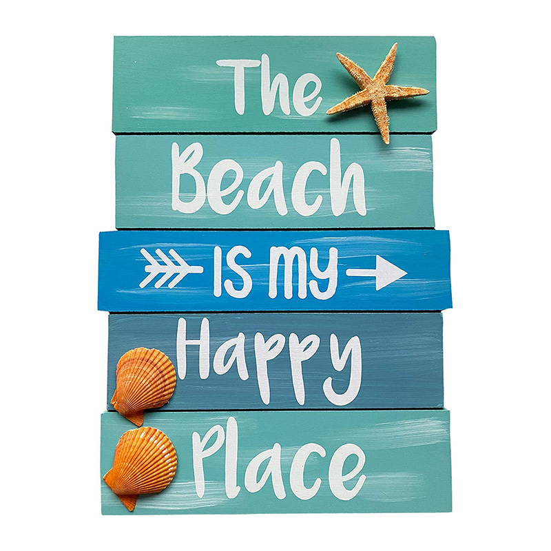 La plage est la marque de fabrique de mon endroit heureux - décoration de la maison de plage - planches de bois