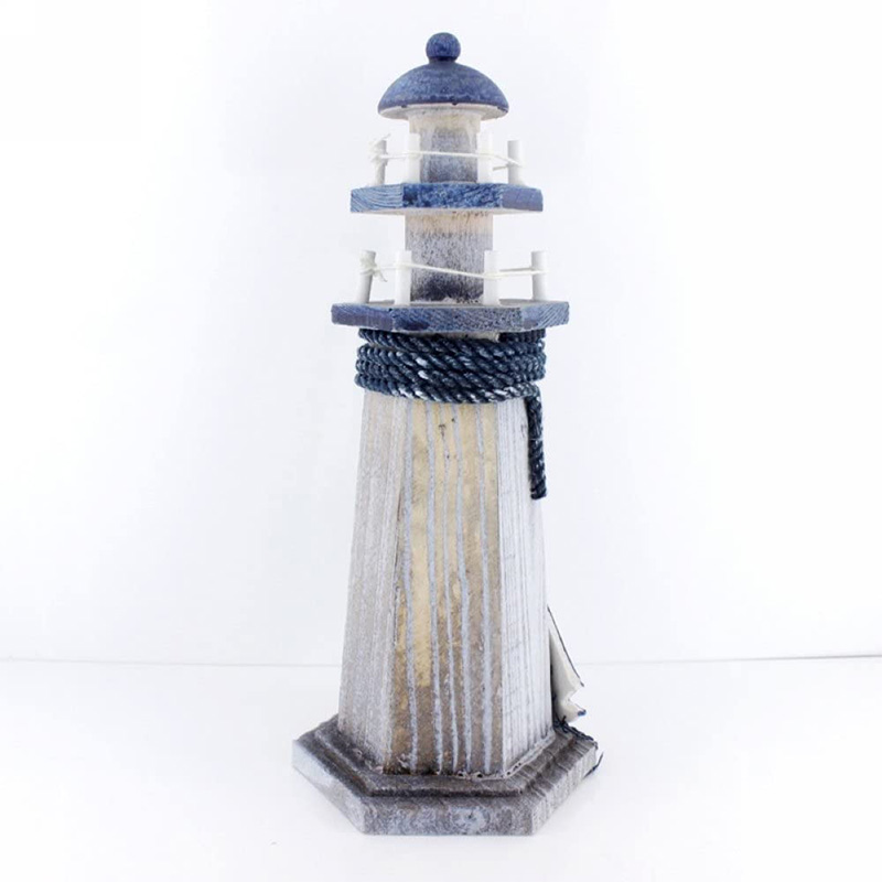 Phare en bois de bateau à voile 10,6' de haut, chambres à thème nautique, phare, avec une décoration d'intérieur