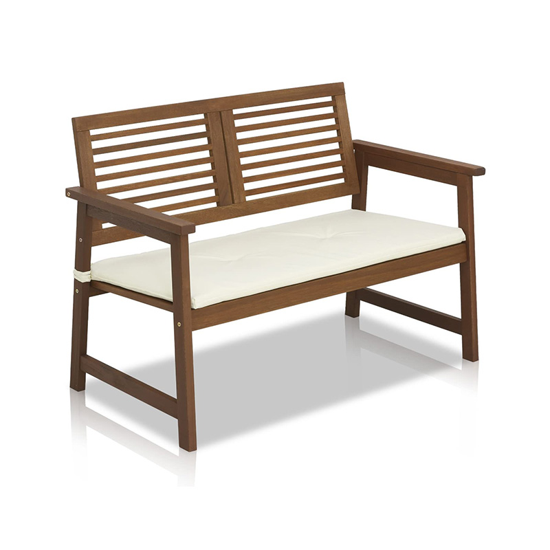 Banc de jardin pliable extérieur, banc en bois de patio 2 places, chaise causeuse avec dossier et accoudoir pour terrasse, porche ou balcon, jaune