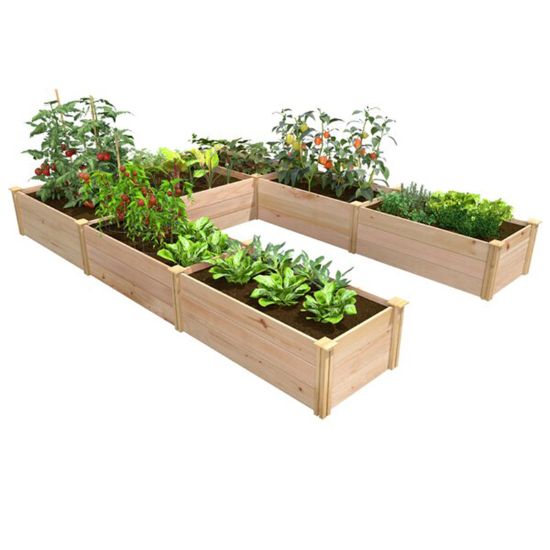 Lit de jardin surélevé 8×4×1FT Lit de jardin en bois Jardinière surélevée Jardin extérieur Kit de lit surélevé pour légumes, fleurs, herbes, jardin, terrasse, en bois naturel